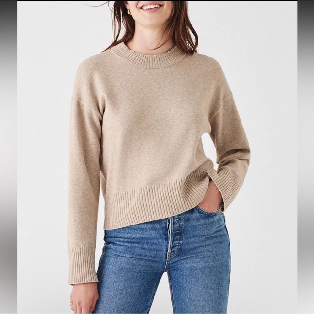 Faherty Jackson Long Dropped Shoulder Sleeve Sweater Oatmeal Cozy Cropped XL